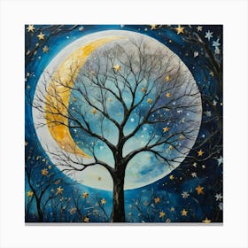 Moon And Stars Canvas Print