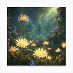 Lotus Flowers In The Forest Canvas Print