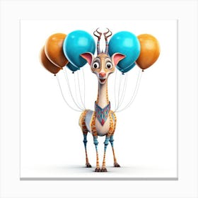 Giraffe With Balloons 1 Canvas Print