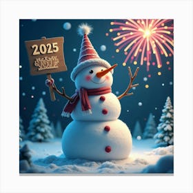 Flux Dev A Jubilant Snowman Stands Amidst A Winter Wonderland Canvas Print