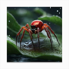 Red Spider In The Rain Canvas Print