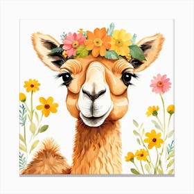 Floral Baby Camel Nursery Illustration (32) Canvas Print