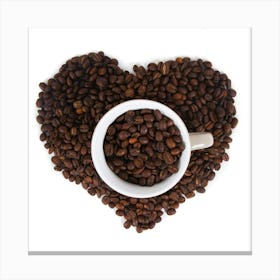 Coffee Beans In A Heart Canvas Print