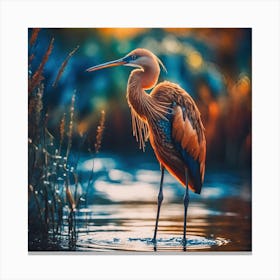 Copper Coloured Water Bird amongst the Reeds Canvas Print