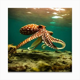 Octopus Swimming Canvas Print