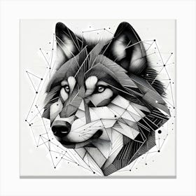 Husky Dog head - Abstract Line Art Illustration 74 Canvas Print