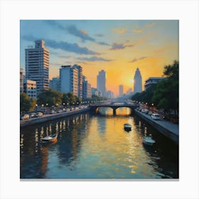 Sunset In Tokyo Canvas Print