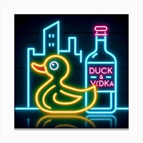 Duck And Vodka Neon Sign Canvas Print