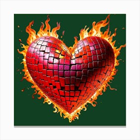 Mosaic Heart Of Fire Canvas Print