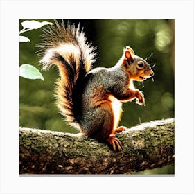 Squirrel On A Tree Branch 2 Canvas Print