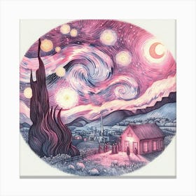 Starry Night In The Circle Canvas Print