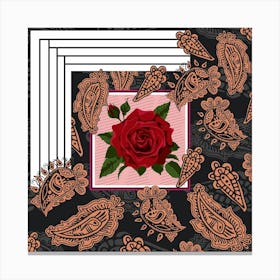 Red Rose With Paisley Canvas Print