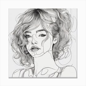 Portrait Of A Woman With Curly Hair Canvas Print