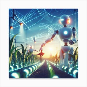 Robots In The Field Canvas Print