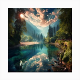 River In The Mountains Canvas Print