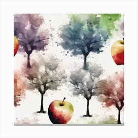 Watercolor Apple Trees Canvas Print