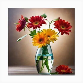 Gerberas In A Vase Canvas Print