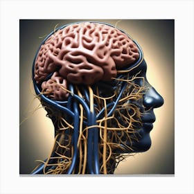 Human Brain With Blood Vessels Canvas Print
