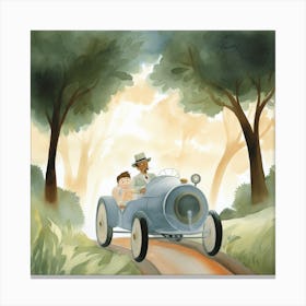 Boy In A Car Canvas Print