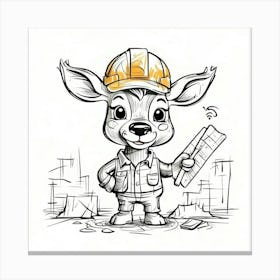 Deer In Hard Hat 2 Canvas Print