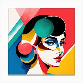 Retro Cubism Face 5 Canvas Print