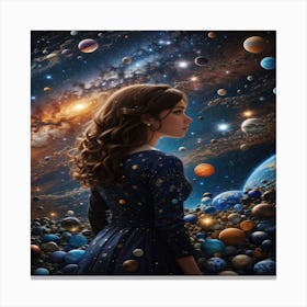 Lady of the planets and galaxies Canvas Print