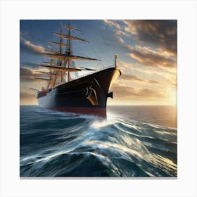 Sailing Ship At Sunset 4 Canvas Print