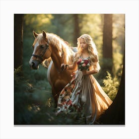 Girl And A Horse Canvas Print