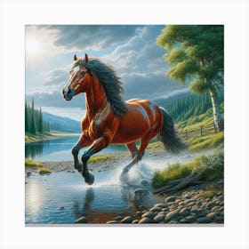 Horse By The River Canvas Print