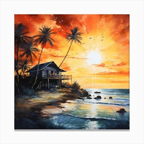 Azure Dreams: Caribbean Sunset Symphony Canvas Print