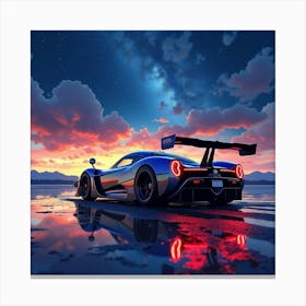 Pagani Huayra Bc In A Vibrant Watercolor Night Sky Setting Canvas Print