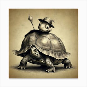 Turtle On A Hat Canvas Print