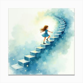 Little Girl Walking Up The Stairs Canvas Print