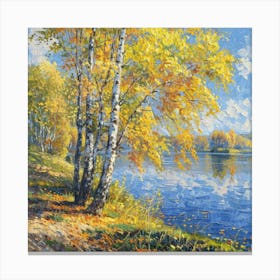 Birch Trees By The River 4 Canvas Print