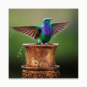 Firefly Iridescent Bird Rising From A Baroque Paint Pot 89606 (2) Canvas Print