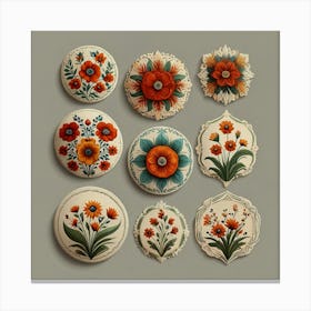Set Of Painted Buttons Canvas Print