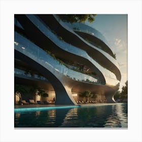 Futuristic Apartment Building Canvas Print