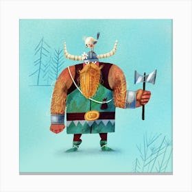 Viking with a small bird on the head Canvas Print