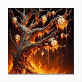 Clocks On Fire Canvas Print