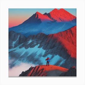 beautiful sunset in the mountain with wonderful coloring mixed blue and red Canvas Print