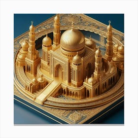 3D Arabic mosque in golden color 3 Canvas Print