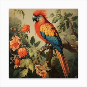 Parrot On A Branch Canvas Print
