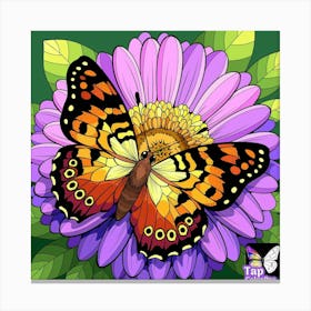 Butterfly On A Flower 1 Canvas Print