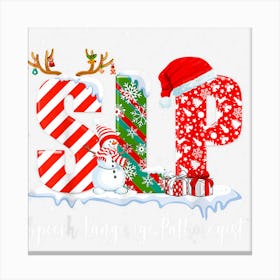 Funny Slp Speech Language Pathologist Santa Christmas Pajama Canvas Print