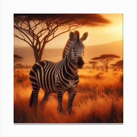 Zebra In The Savannah Canvas Print