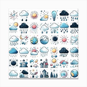 Weather Icons Set 2 Canvas Print