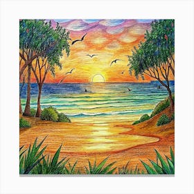 Sunset in the Beach Canvas Print