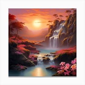 Waterfall Painting Canvas Print