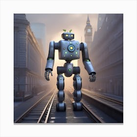 Robot On Train Tracks 3 Canvas Print