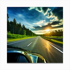 Sky Automobile Highway View Speed Traffic Transportation Mirror Travel Road Black Vehicle Canvas Print